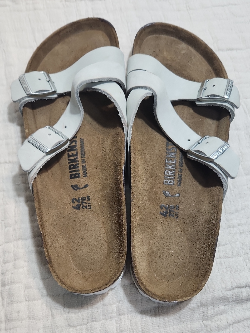 Birkenstock White Arizona Two-Buckle Sandals